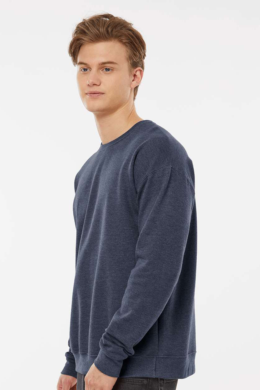 Tultex 340 Mens Fleece Crewneck Sweatshirt Heather Denim Blue Model Side
