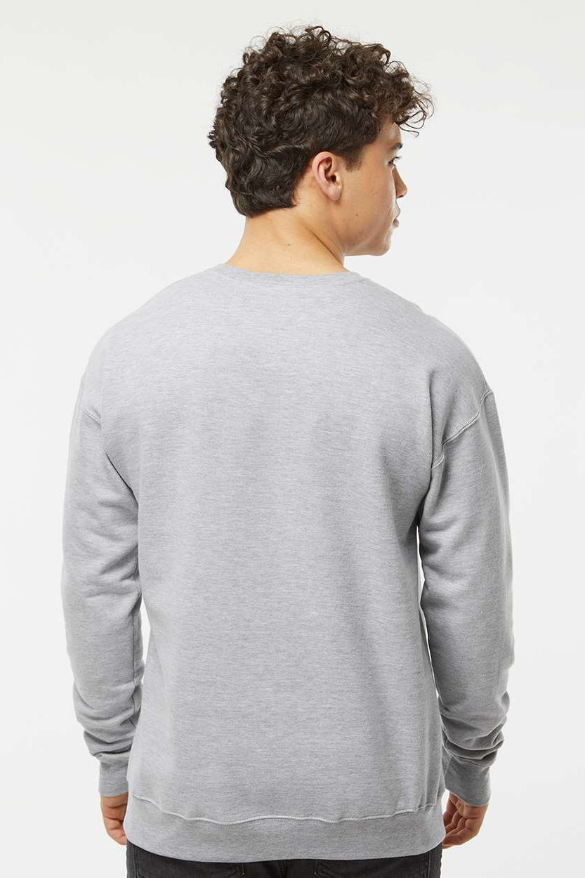 Tultex 340 Mens Fleece Crewneck Sweatshirt Heather Grey Model Back