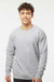 Tultex 340 Mens Fleece Crewneck Sweatshirt Heather Grey Model Front