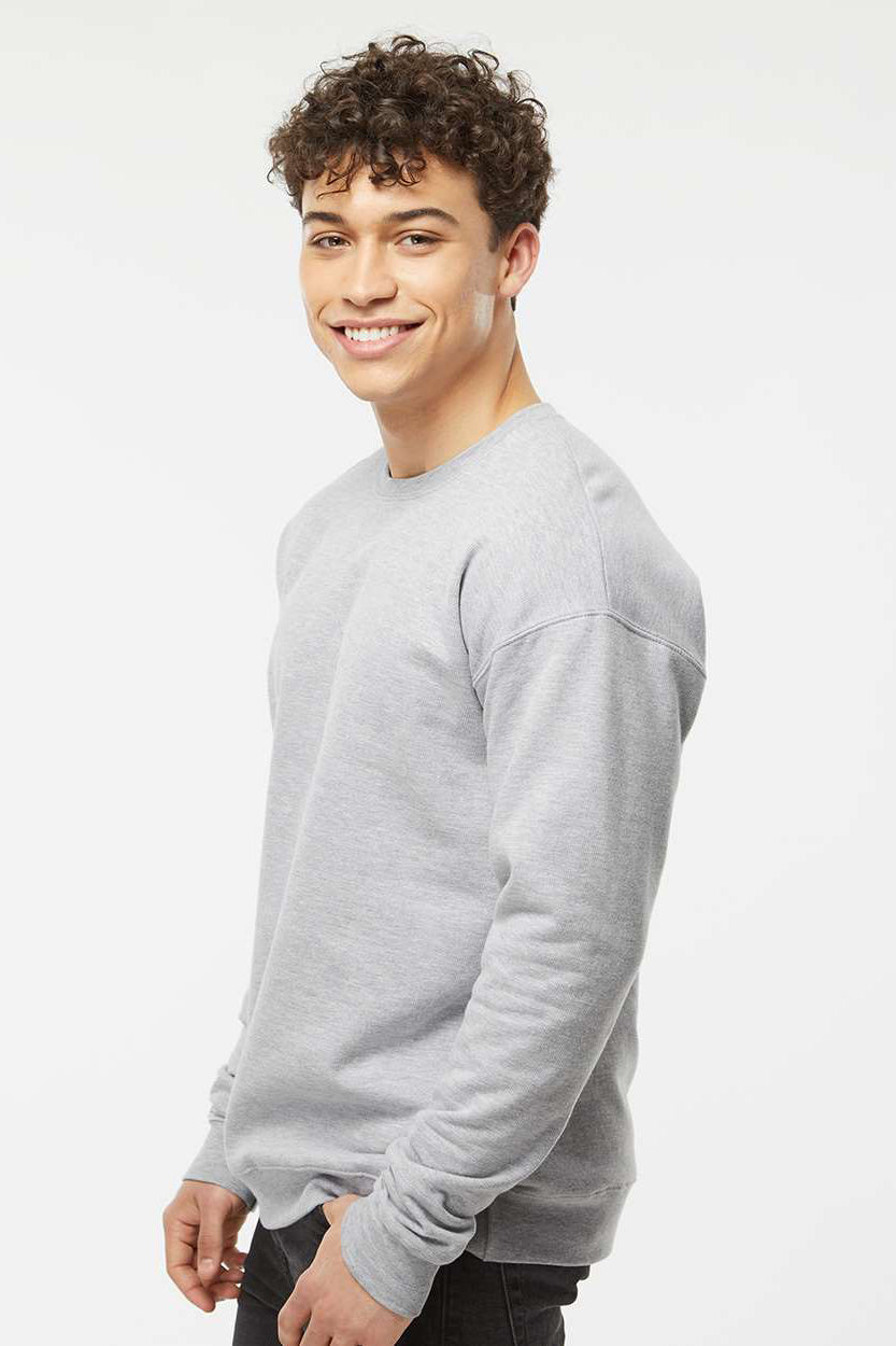 Tultex 340 Mens Fleece Crewneck Sweatshirt Heather Grey Model Side