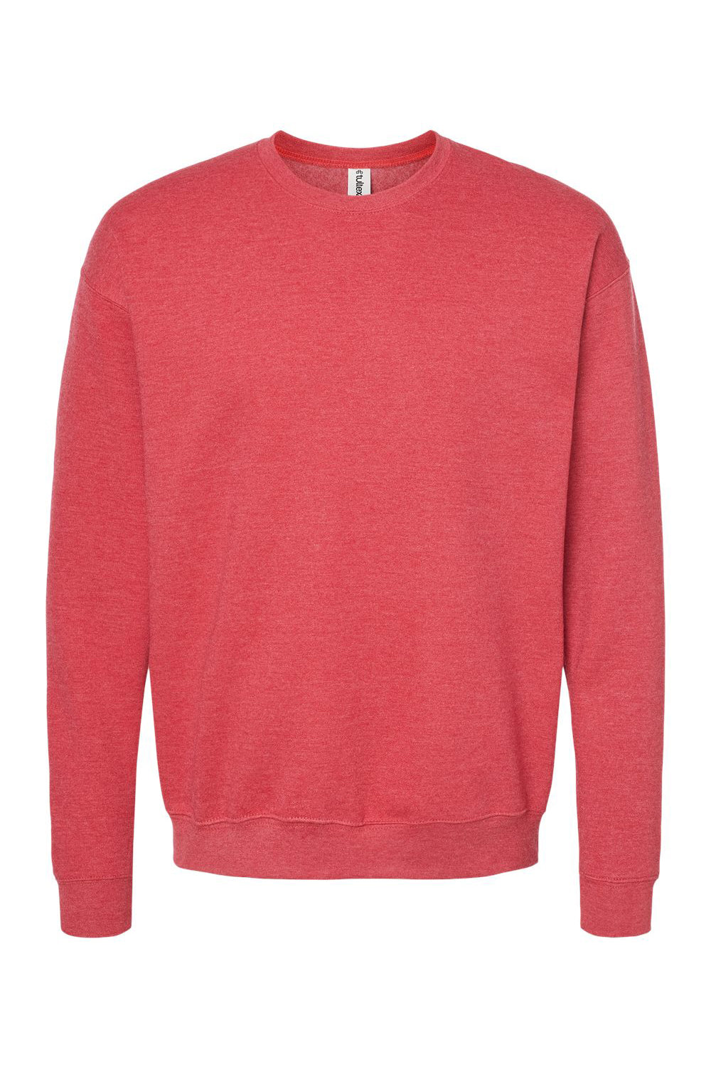 Tultex 340 Mens Fleece Crewneck Sweatshirt Heather Red Flat Front