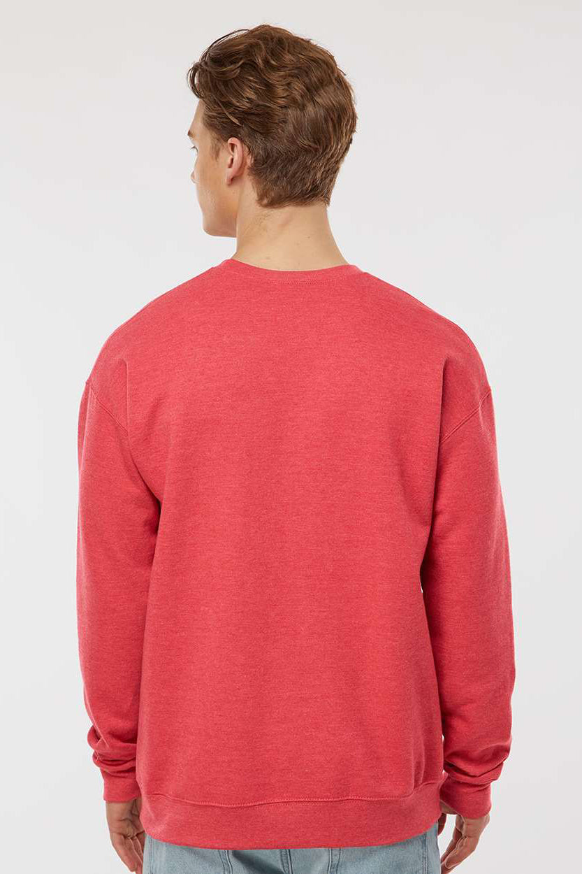 Tultex 340 Mens Fleece Crewneck Sweatshirt Heather Red Model Back