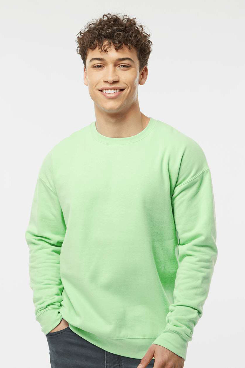 Tultex 340 Mens Fleece Crewneck Sweatshirt Neo Mint Green Model Front