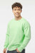 Tultex 340 Mens Fleece Crewneck Sweatshirt Neo Mint Green Model Side