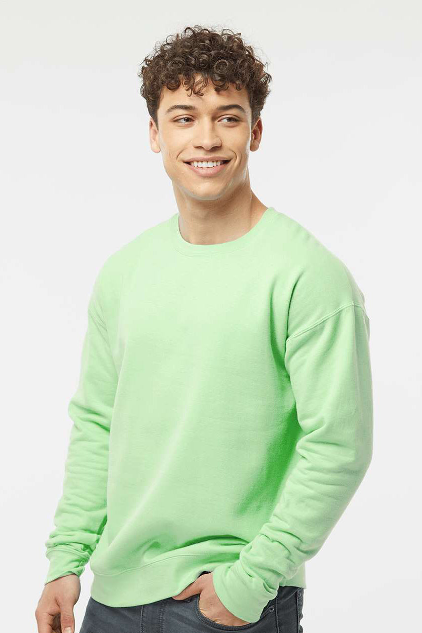Tultex 340 Mens Fleece Crewneck Sweatshirt Neo Mint Green Model Side
