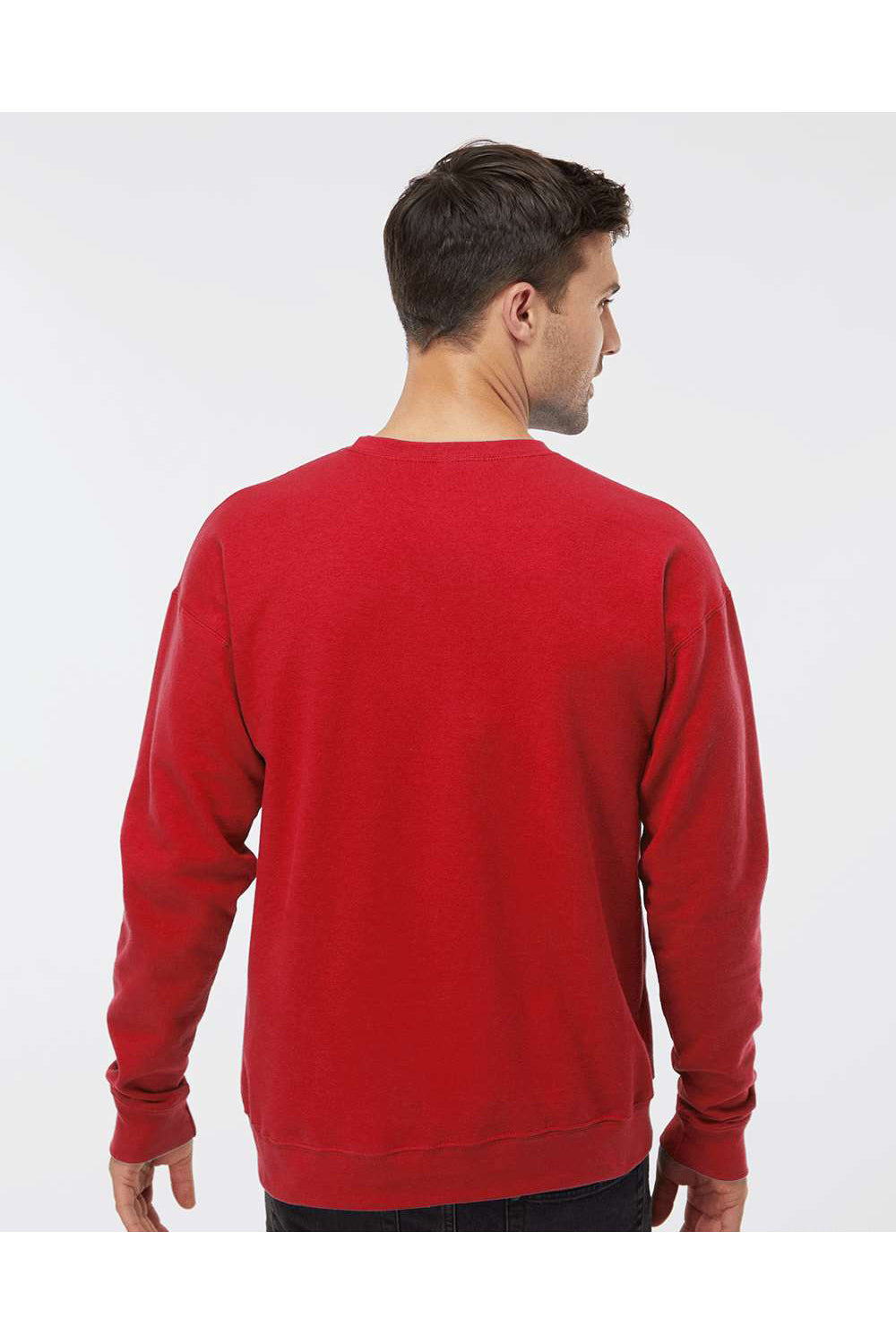 Tultex 340 Mens Fleece Crewneck Sweatshirt Red Model Back