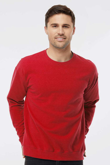 Tultex 340 Mens Fleece Crewneck Sweatshirt Red Model Front