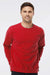 Tultex 340 Mens Fleece Crewneck Sweatshirt Red Model Front