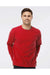 Tultex 340 Mens Fleece Crewneck Sweatshirt Red Model Front