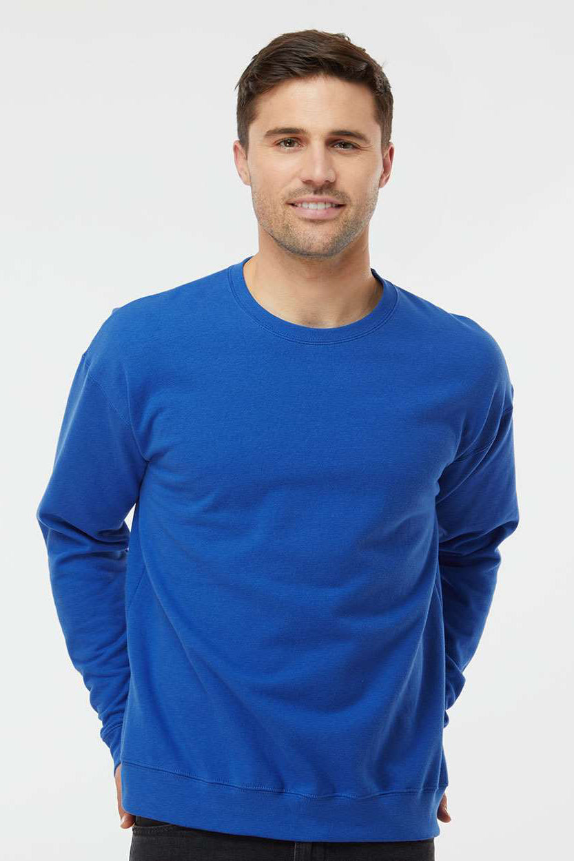 Tultex 340 Mens Fleece Crewneck Sweatshirt Royal Blue Model Front