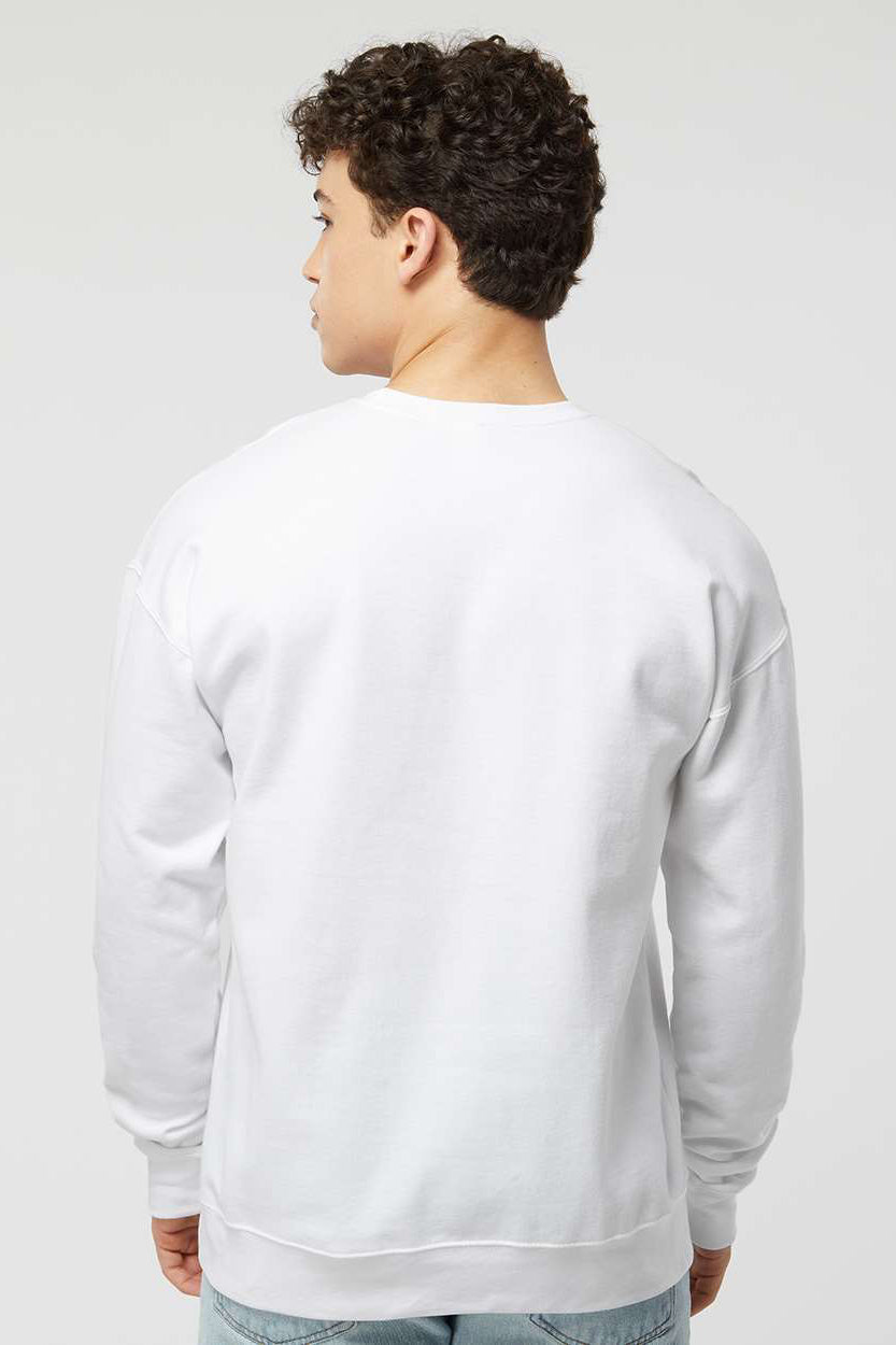 Tultex 340 Mens Fleece Crewneck Sweatshirt White Model Back