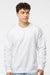 Tultex 340 Mens Fleece Crewneck Sweatshirt White Model Front