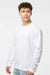 Tultex 340 Mens Fleece Crewneck Sweatshirt White Model Side