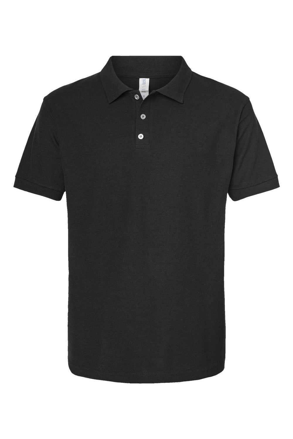 Tultex 400 Mens Sport Short Sleeve Polo Shirt Black Flat Front