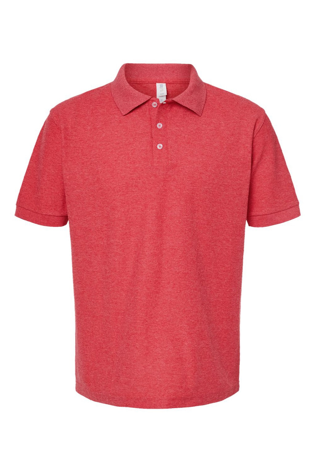 Tultex 400 Mens Sport Short Sleeve Polo Shirt Heather Red Flat Front