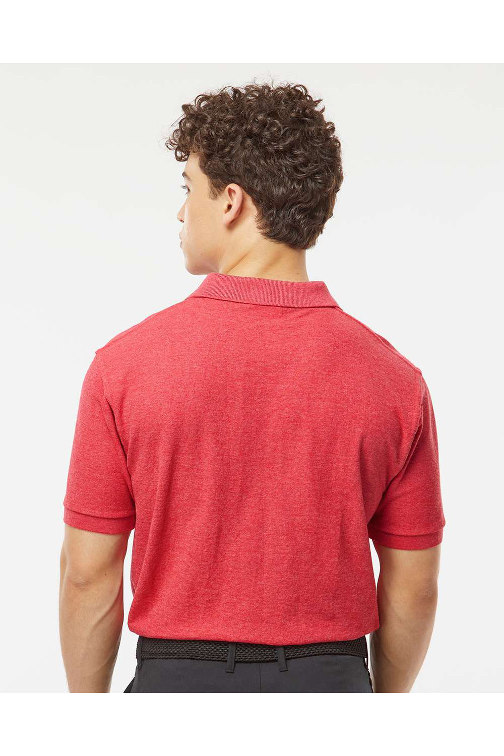 Tultex 400 Mens Sport Shirt Sleeve Polo Shirt Heather Red Model Back