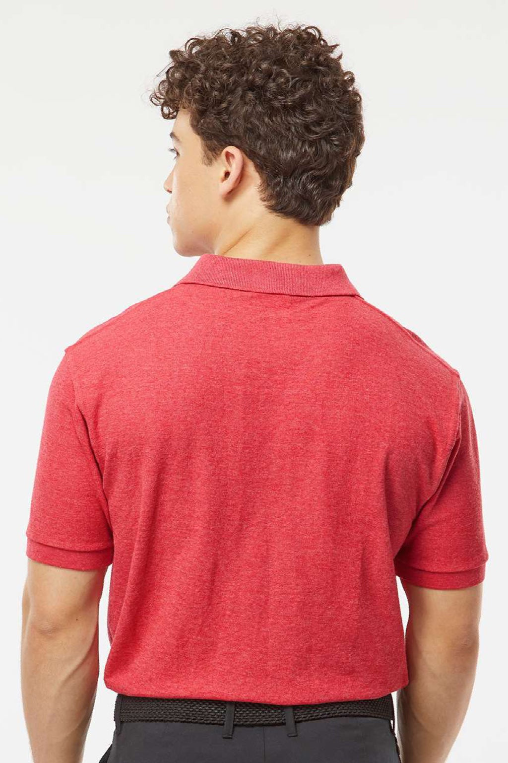 Tultex 400 Mens Sport Short Sleeve Polo Shirt Heather Red Model Back
