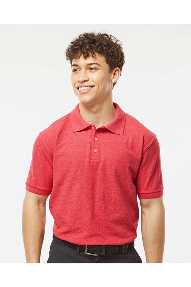 Tultex 400 Mens Sport Shirt Sleeve Polo Shirt Heather Red Model Front