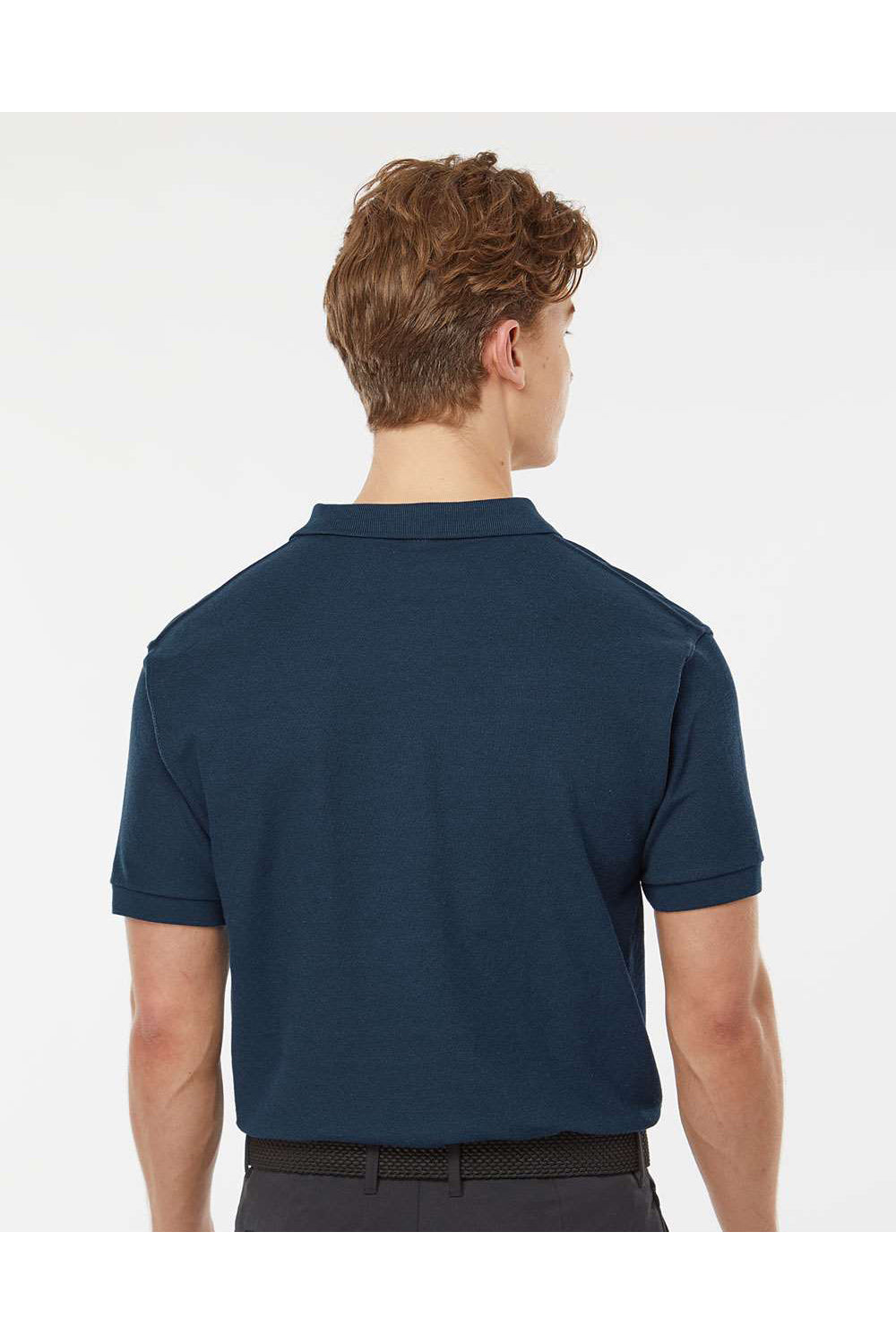 Tultex 400 Mens Sport Shirt Sleeve Polo Shirt Navy Blue Model Back