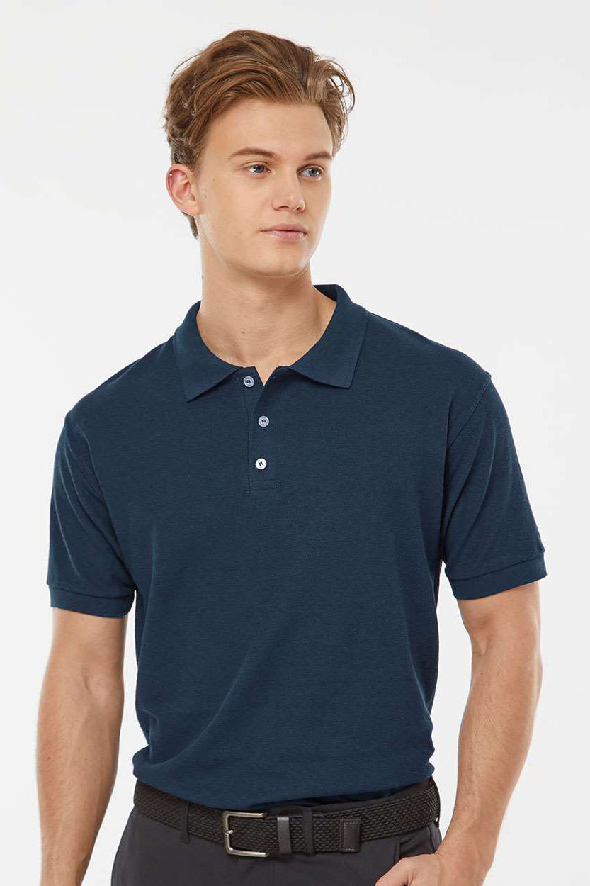 Tultex 400 Mens Sport Short Sleeve Polo Shirt Navy Blue Model Front