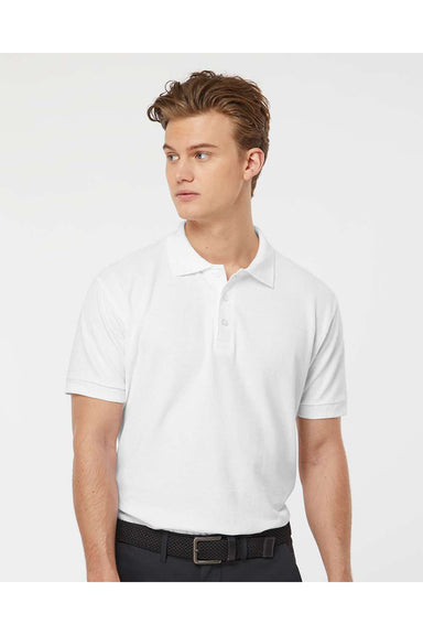 Tultex 400 Mens Sport Shirt Sleeve Polo Shirt White Model Front