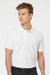 Tultex 400 Mens Sport Short Sleeve Polo Shirt White Model Front