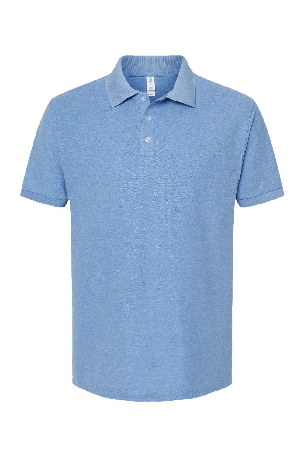 Tultex 400 Mens Sport Shirt Sleeve Polo Shirt Heather Light Blue Flat Front