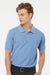 Tultex 400 Mens Sport Short Sleeve Polo Shirt Heather Light Blue Model Front