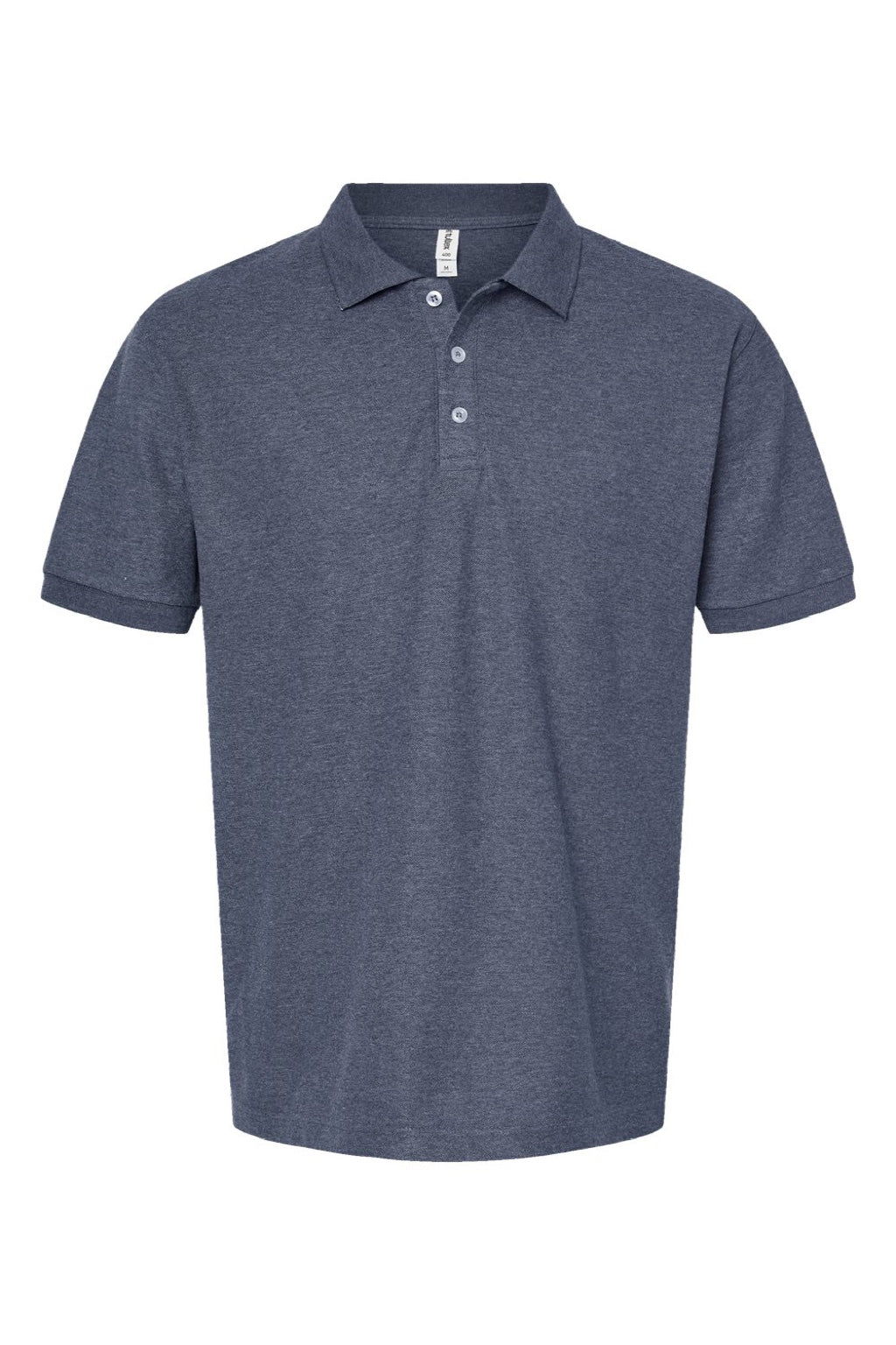 Tultex 400 Mens Sport Short Sleeve Polo Shirt Heather Navy Blue Flat Front