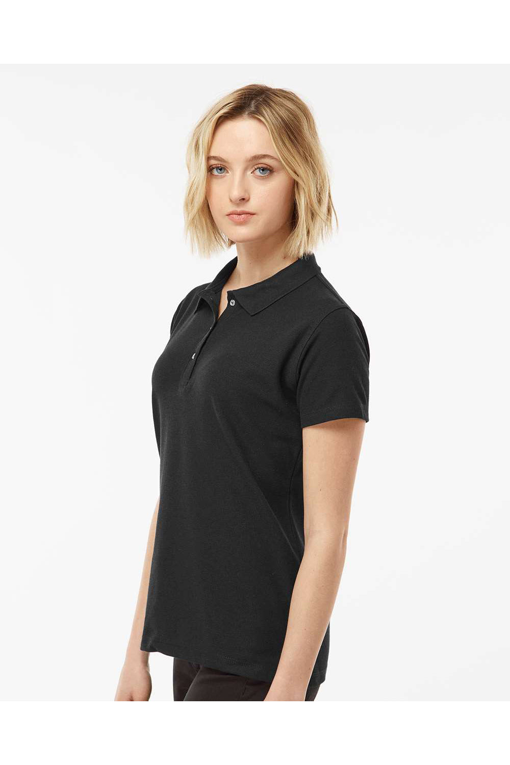 Tultex 401 Womens Sport Shirt Sleeve Polo Shirt Black Model Side