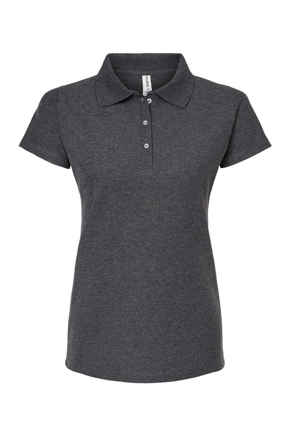 Tultex 401 Womens Sport Shirt Sleeve Polo Shirt Heather Charcoal Grey Flat Front
