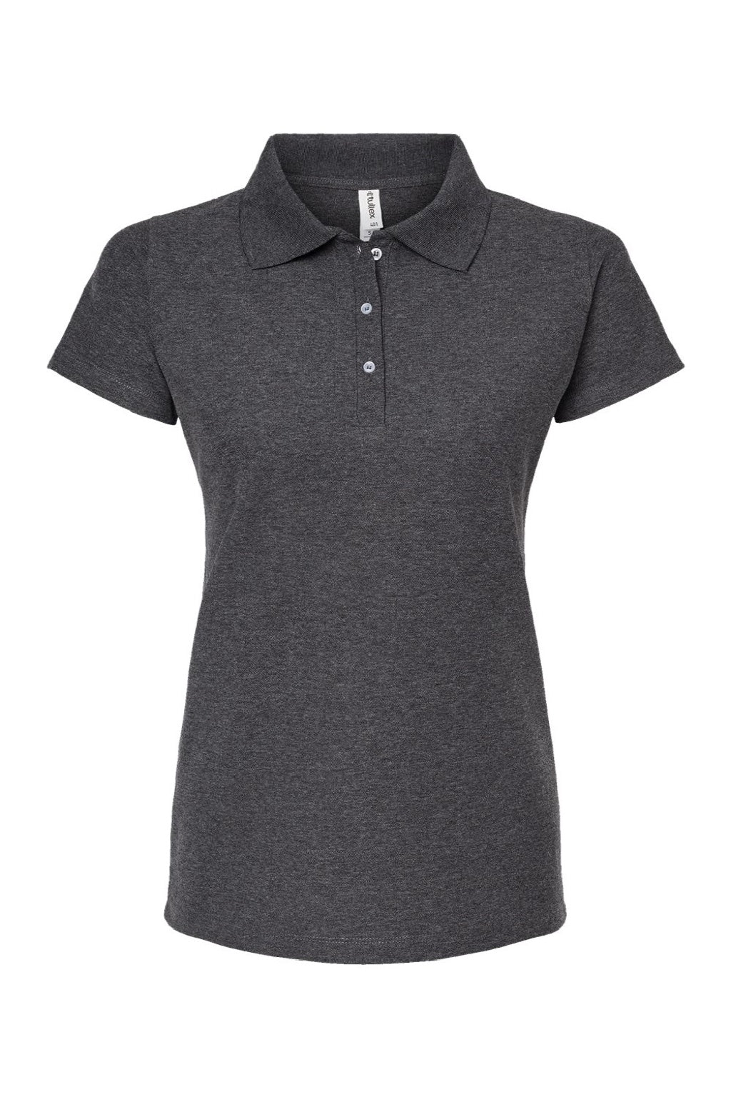 Tultex 401 Womens Sport Short Sleeve Polo Shirt Heather Charcoal Grey Flat Front
