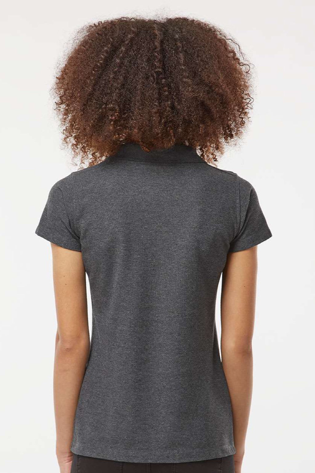Tultex 401 Womens Sport Short Sleeve Polo Shirt Heather Charcoal Grey Model Back