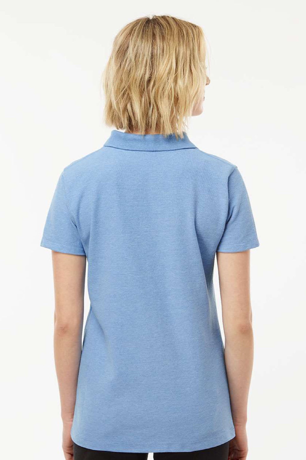 Tultex 401 Womens Sport Short Sleeve Polo Shirt Heather Light Blue Model Back