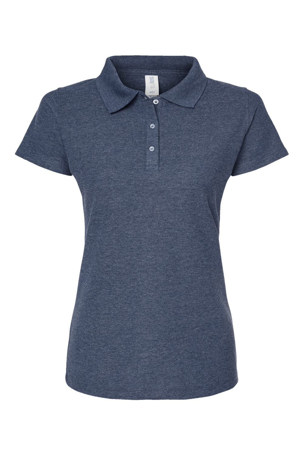Tultex 401 Womens Sport Shirt Sleeve Polo Shirt Heather Navy Blue Flat Front
