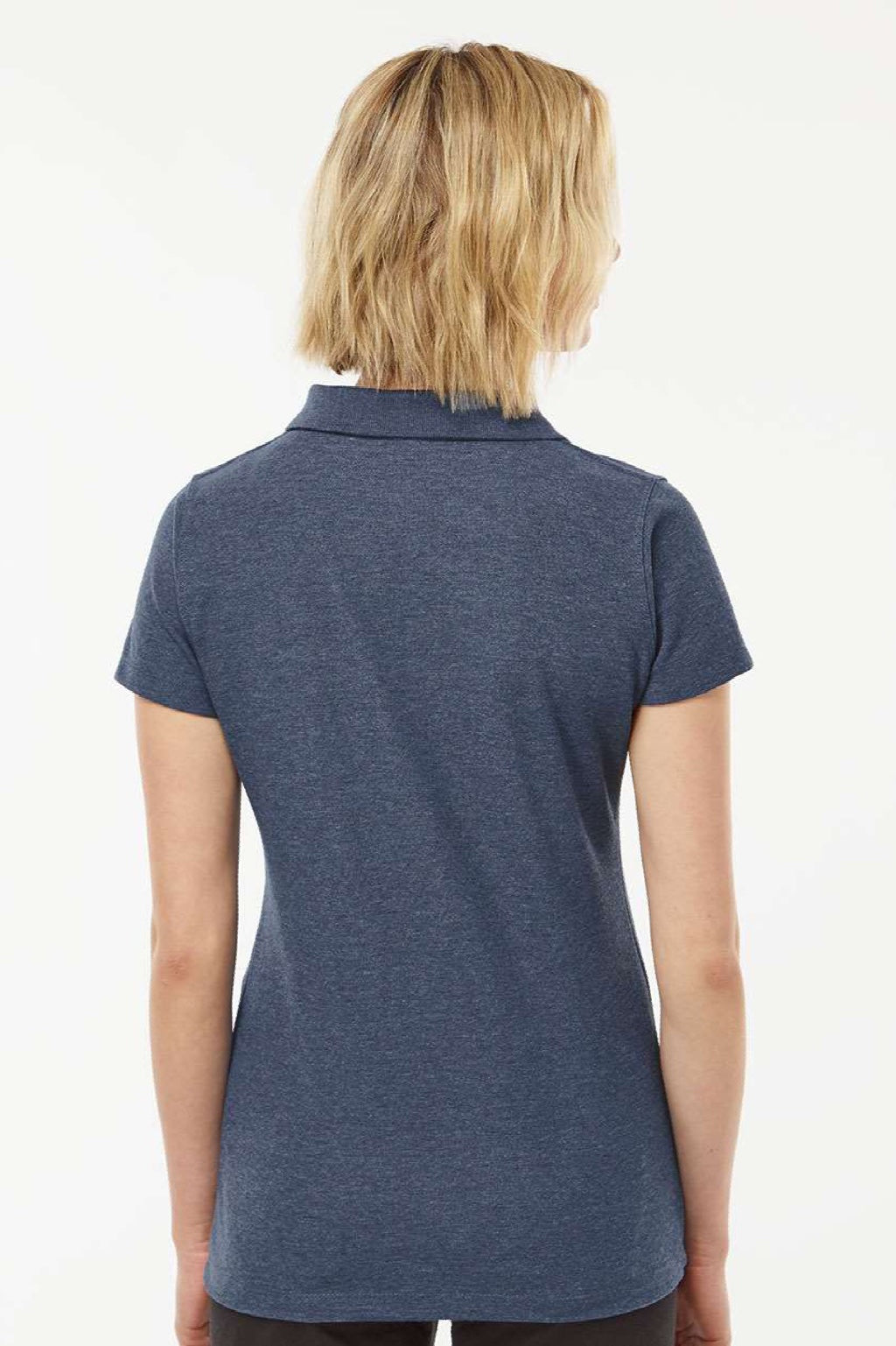 Tultex 401 Womens Sport Short Sleeve Polo Shirt Heather Navy Blue Model Back