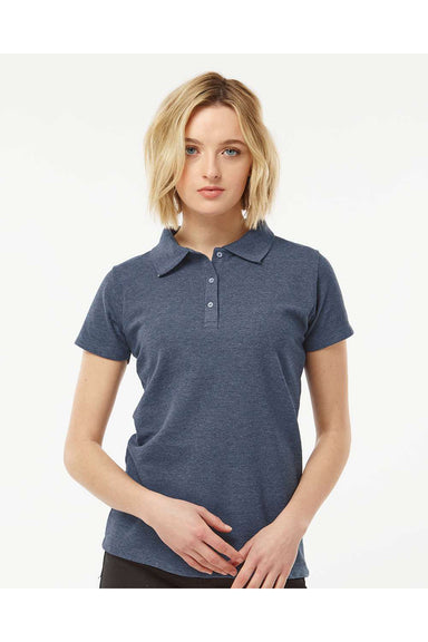 Tultex 401 Womens Sport Shirt Sleeve Polo Shirt Heather Navy Blue Model Front