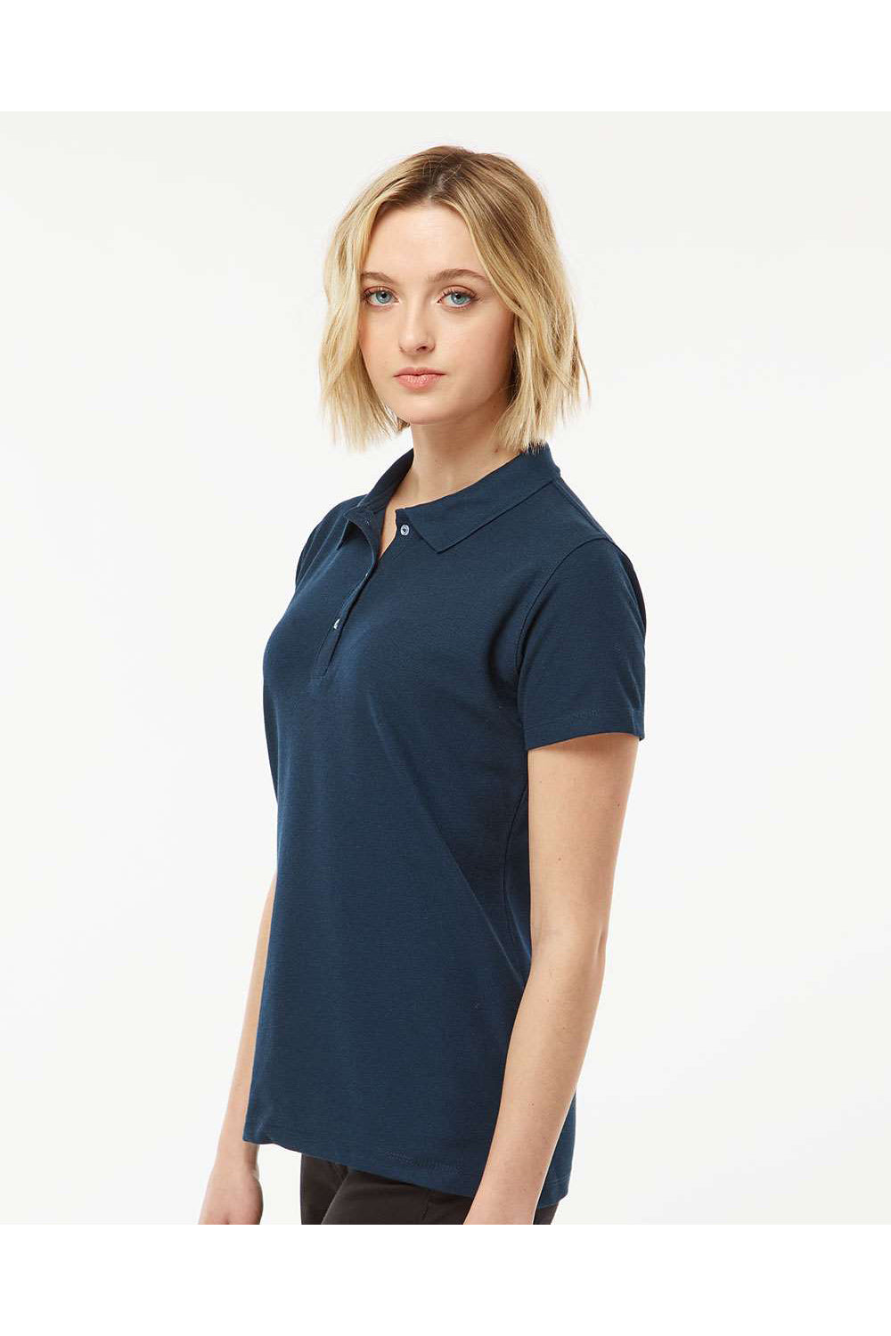 Tultex 401 Womens Sport Shirt Sleeve Polo Shirt Navy Blue Model Side