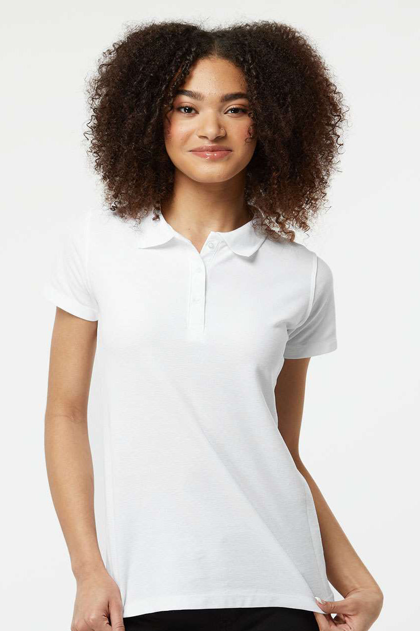 Tultex 401 Womens Sport Short Sleeve Polo Shirt White Model Front