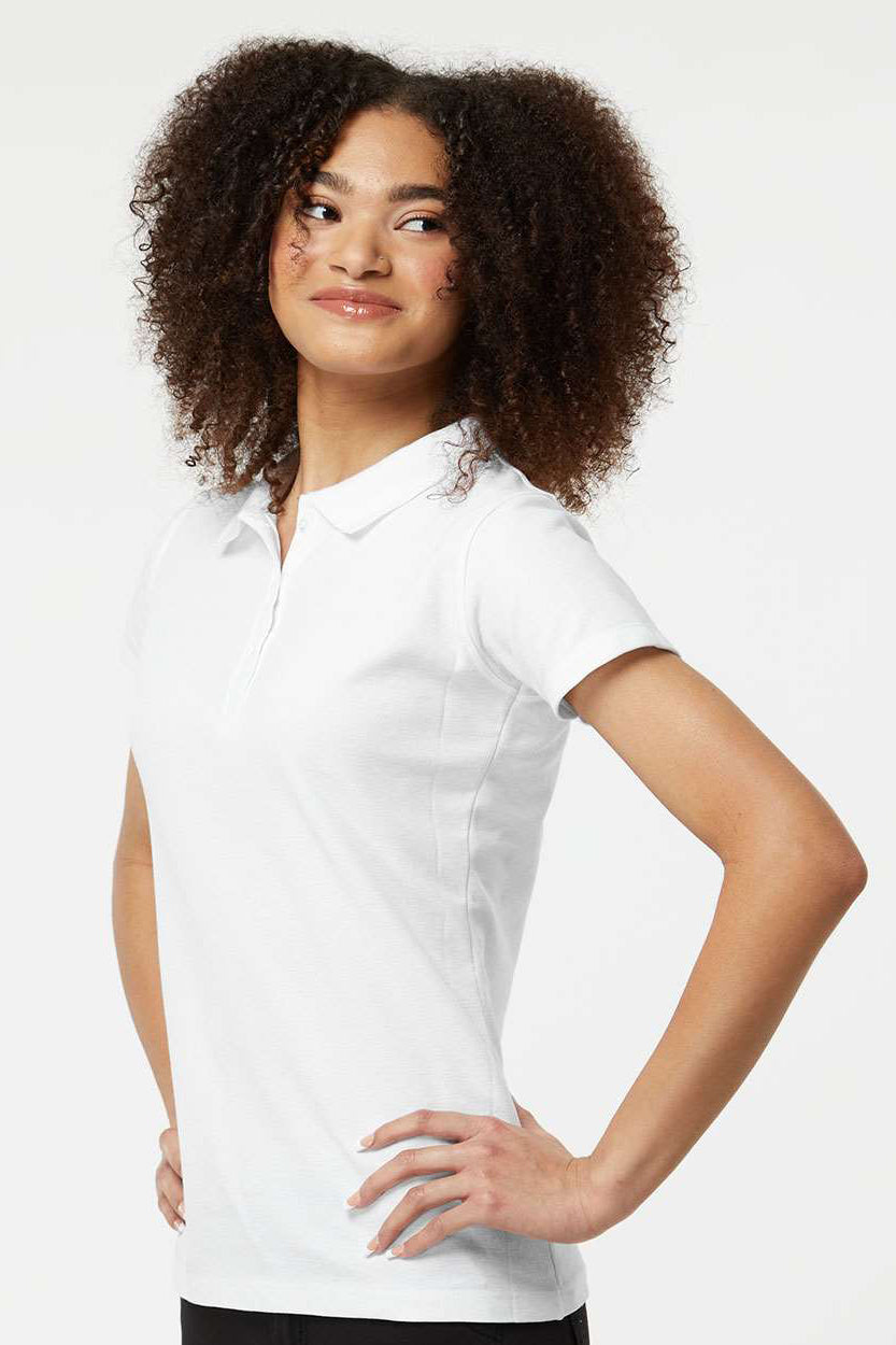 Tultex 401 Womens Sport Short Sleeve Polo Shirt White Model Side