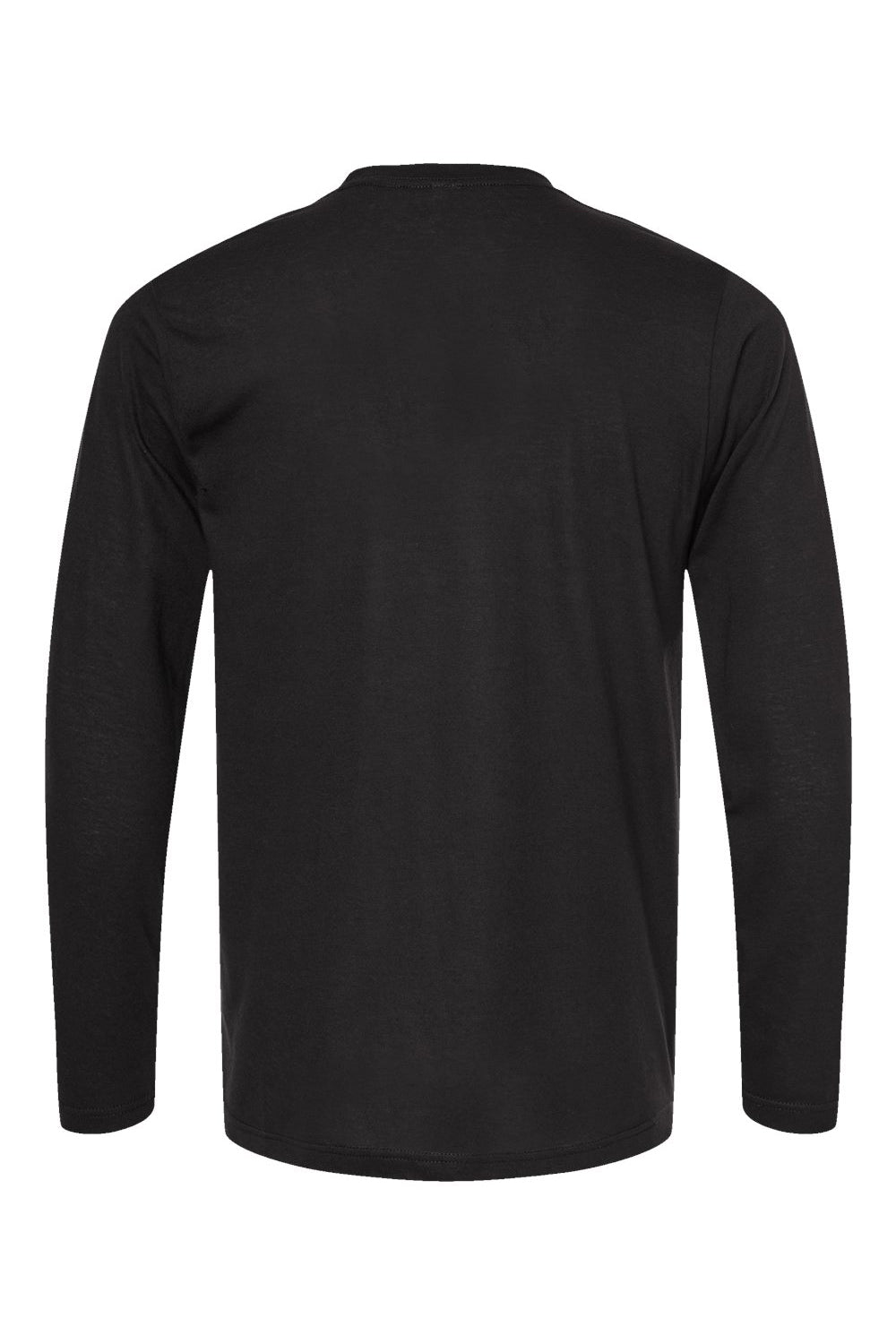 Tultex 242 Mens Poly-Rich Long Sleeve Crewneck T-Shirt Black Flat Back