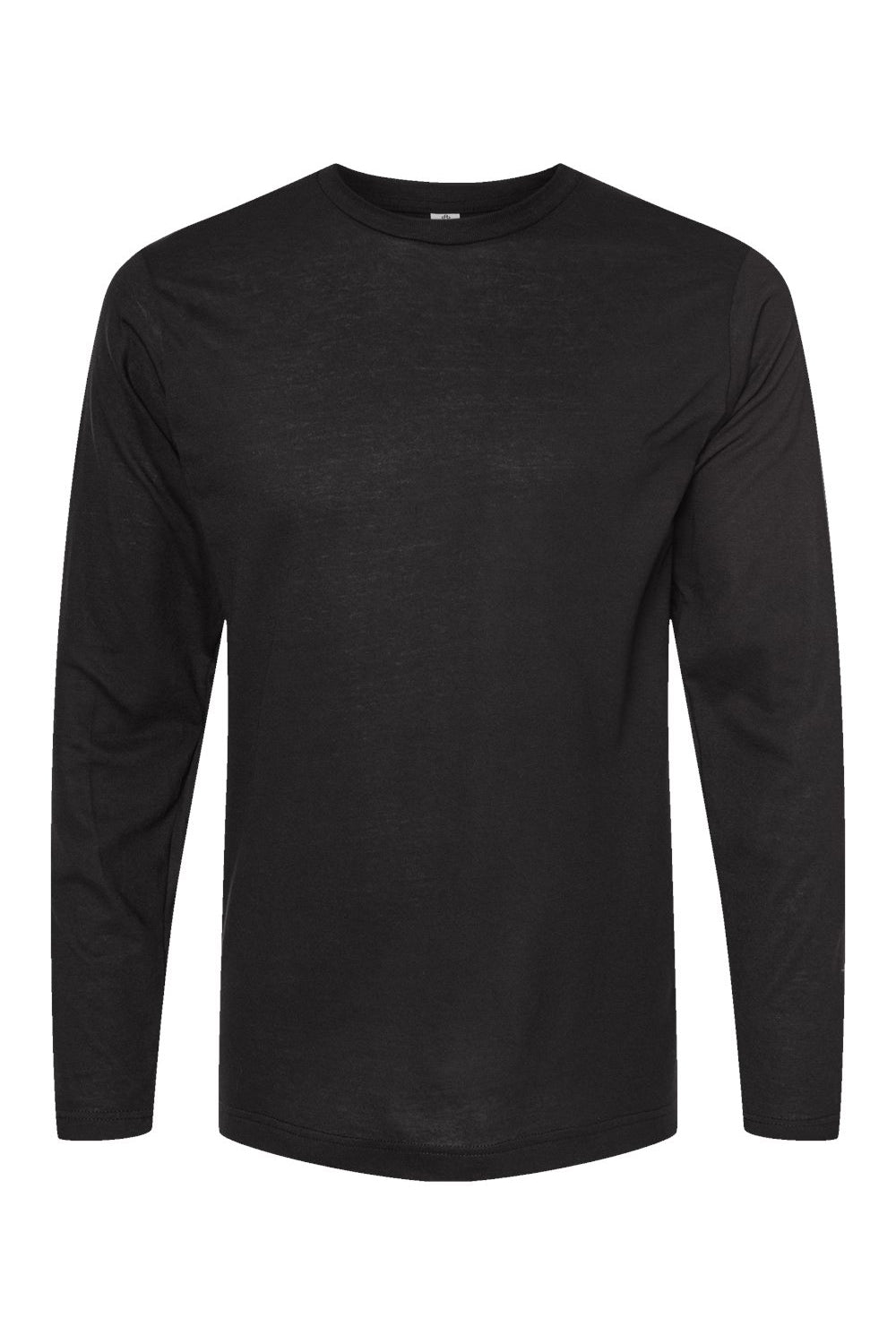 Tultex 242 Mens Poly-Rich Long Sleeve Crewneck T-Shirt Black Flat Front