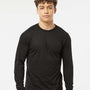Tultex Mens Poly-Rich Long Sleeve Crewneck T-Shirt - Black - NEW