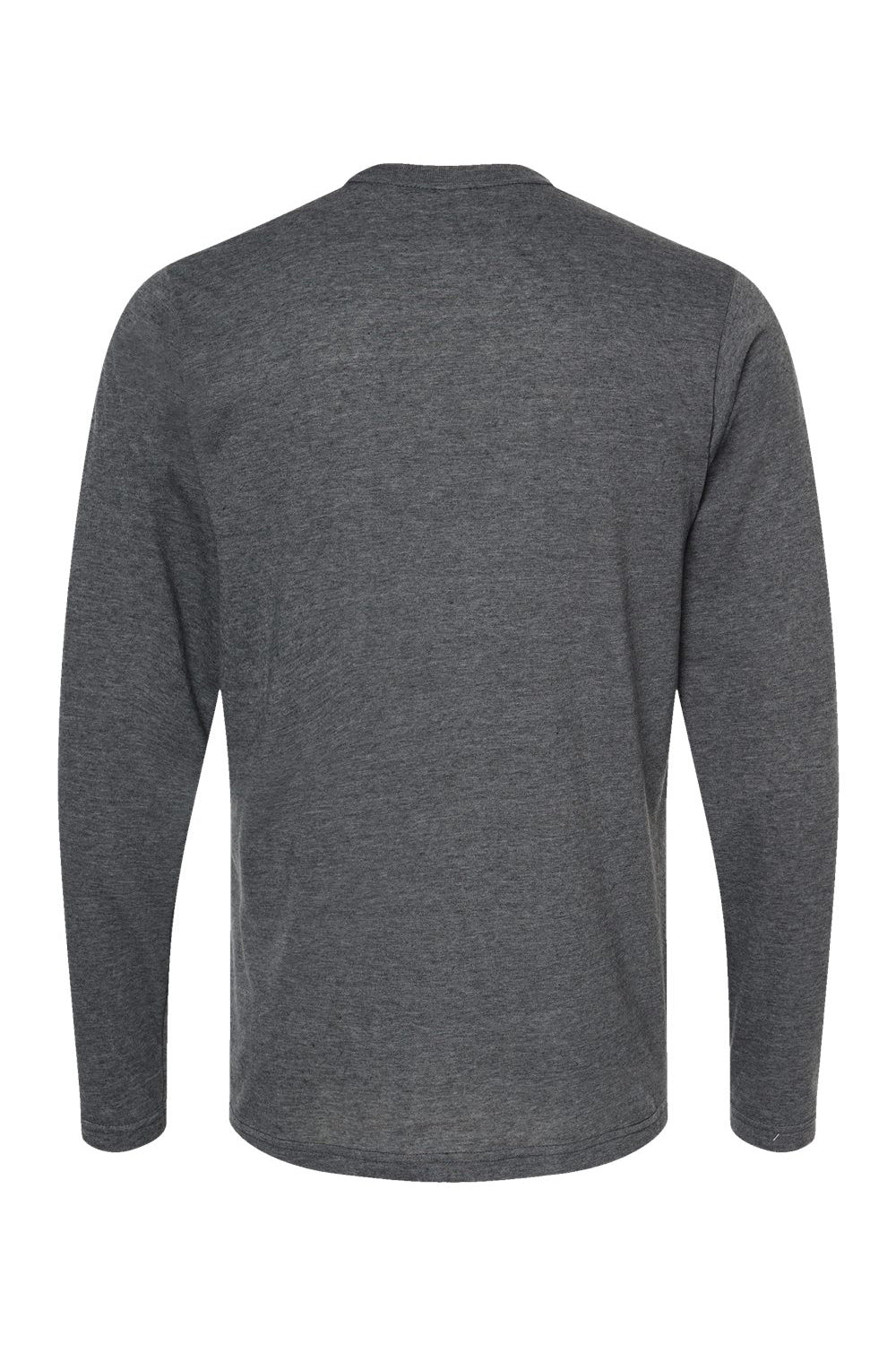 Tultex 242 Mens Poly-Rich Long Sleeve Crewneck T-Shirt Heather Charcoal Grey Flat Back