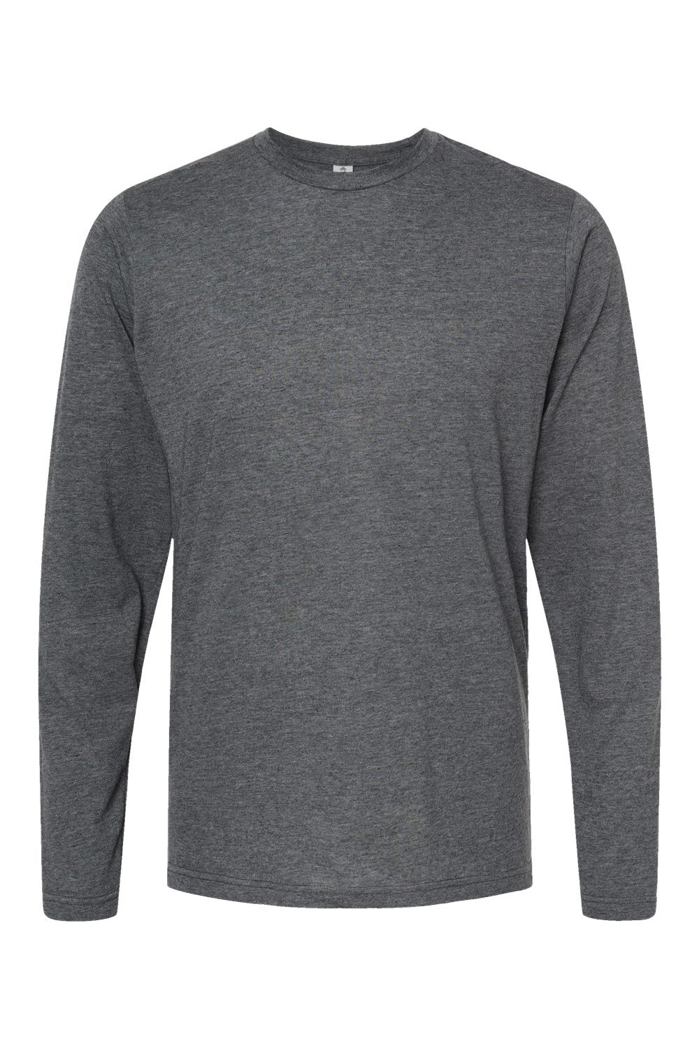 Tultex 242 Mens Poly-Rich Long Sleeve Crewneck T-Shirt Heather Charcoal Grey Flat Front