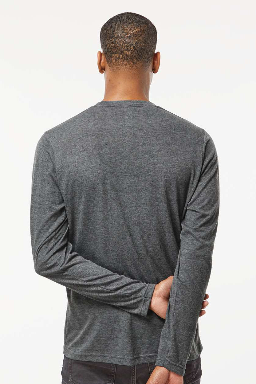 Tultex 242 Mens Poly-Rich Long Sleeve Crewneck T-Shirt Heather Charcoal Grey Model Back