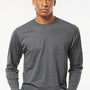 Tultex Mens Poly-Rich Long Sleeve Crewneck T-Shirt - Heather Charcoal Grey
