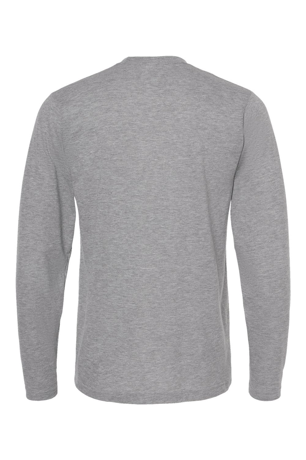 Tultex 242 Mens Poly-Rich Long Sleeve Crewneck T-Shirt Heather Grey Flat Back