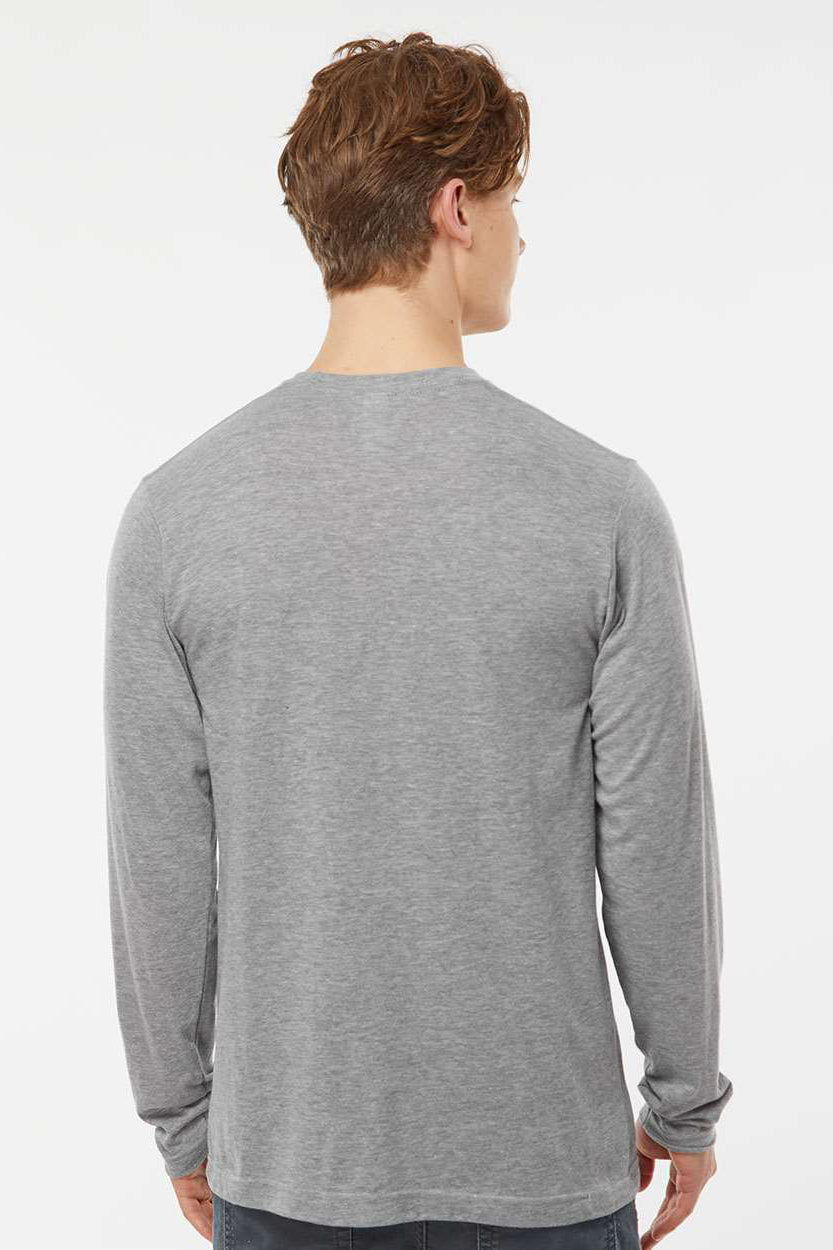 Tultex 242 Mens Poly-Rich Long Sleeve Crewneck T-Shirt Heather Grey Model Back