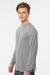 Tultex 242 Mens Poly-Rich Long Sleeve Crewneck T-Shirt Heather Grey Model Side